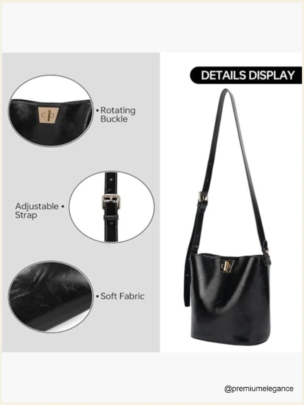 Vegan Leather Hobo Shoulder Crossbody Purse with Twist Lock